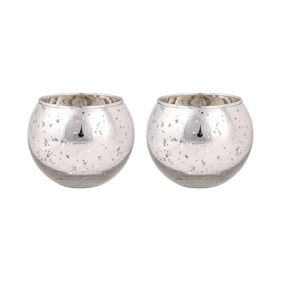 Mecorevxz 2Pcs Valentines Day Spherical Glass Candlestick Aromatic Candle Cup Holiday Gift Candlelight Dinner Decoration Valentines Day Decoration(Silver)