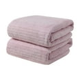 thumbnail image 1 of Mecorevxz 2Pcs Velvet Towel for Adult Daily Use At Home Absorbent Dry Hair Towel That Does Not Hair Beach Towel Strip Patterned Bath Towel(75x35cm,Purple), 1 of 6