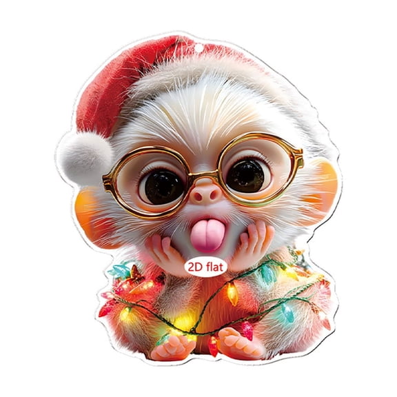 Mecorevxz 3.15" Christmas Acrylic Flat Ornaments-Cute Animal Christmas Pendants Suitable for Christmas Tree Hanging Decorations,Christmas Gifts