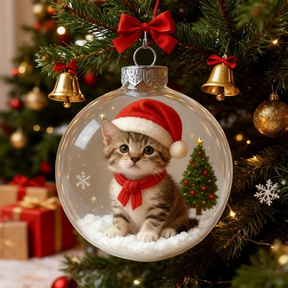 Mecorevxz 3.15" Christmas Hanging Balls Christmas Tree Pendant Transparent Crystal Balls 3D Animal Christmas Balls Decoration, Clear Plastic Balls for Christmas Tree Decor,Christmas Gifts(A)