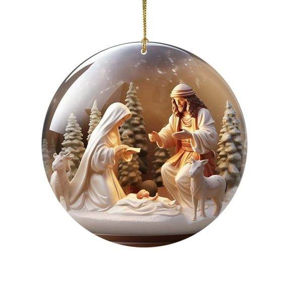 Mecorevxz 3.15Inch Nativity Ornaments Sublimation Christmas Pendants Christmas Baby Mary Gift Suitable for Christmas Tree Decoration,Christmas Gifts
