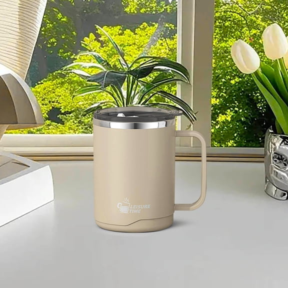 Mecorevxz 304 Stainless Steel Double-layer Mug Home Office Water Cup with Handle Cup(D)