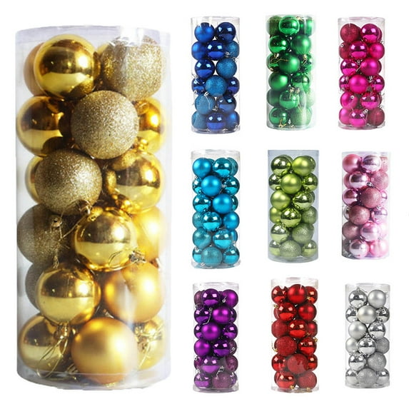 Mecorevxz 30mm Xmas Tree Ball Bauble Hanging Home Party Tree Ornament Decorated Ball for Christmas Decor (Gold)