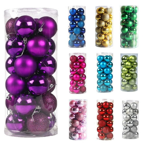 Mecorevxz 30mm Xmas Tree Ball Bauble Hanging Home Party Tree Ornament Decorated Ball for Christmas Decor (Purple)