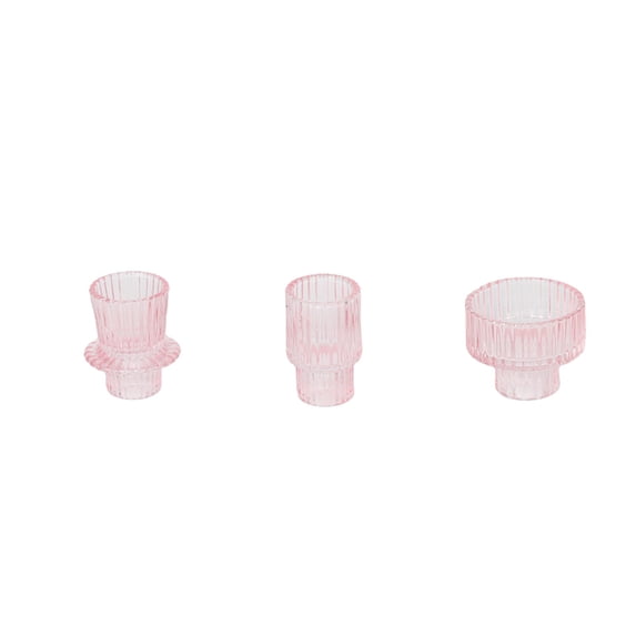 Mecorevxz 3Pcs Taper Glass Candlestick Holders Candle Holders Table Centerpieces Wedding Decor and Dinner Party,Easter Decorations(Pink)