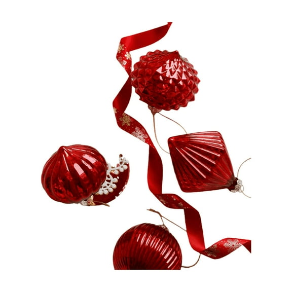 Mecorevxz 4 Pcs Sophisticated Glass Irregular Shaped Christmas Balls Vintage Glass Ornaments Suitable for Xmas Tree Decor,Christmas Gifts(C)