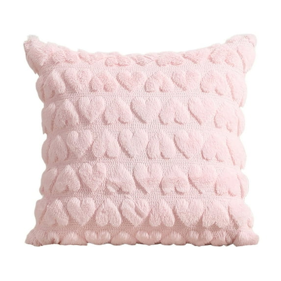 Mecorevxz 40x40cm Valentines Day Plush Quilted Heart Pattern Pillowcase Suitable for Day Living Room Sofa Bedroom Cushion Cover(Pink)