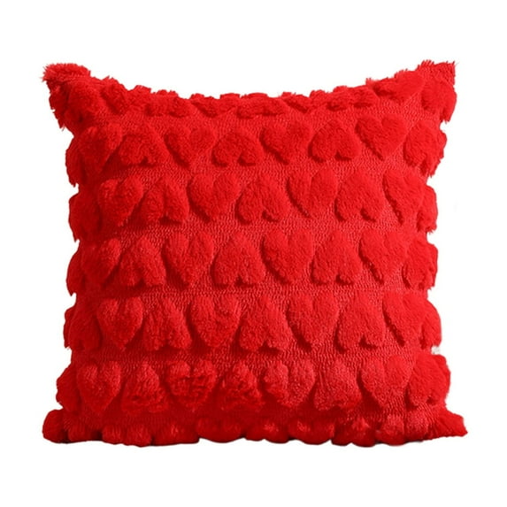 Mecorevxz 40x40cm Valentines Day Plush Quilted Heart Pattern Pillowcase Suitable for Day Living Room Sofa Bedroom Cushion Cover(Red)