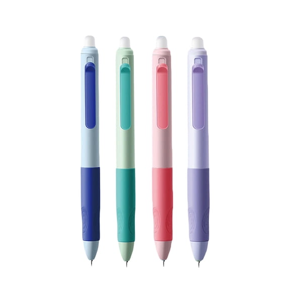 Mecorevxz 4Pcs Black Heat Friction Erasable Gel Pens Black Crystal Blue Ink 0.5mm Tip with 5ml Ink Built In Top Eraser for Homework Journal Drafting 5ml(Blue)