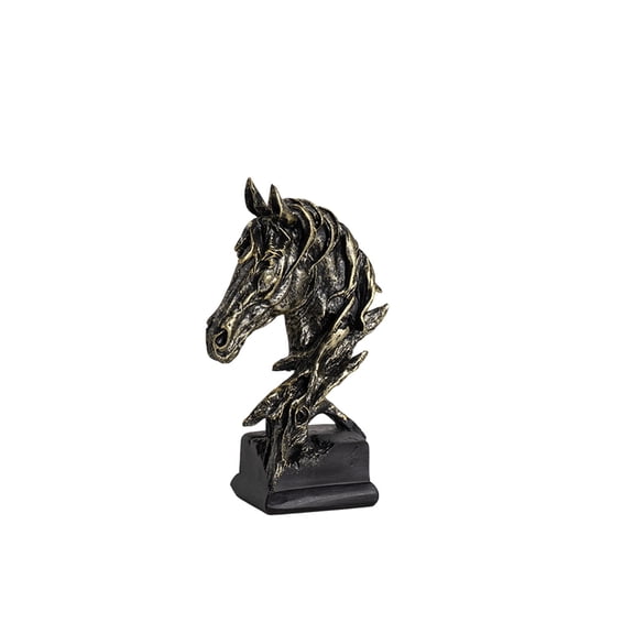 Mecorevxz 5" Animal Horses Head Bust Table Sculpture Retro Resin Home Decor Statue for Bedroom,Living Room,Dining Desk,Office,Study and Coffee Tables(Black)
