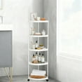 thumbnail image 1 of Mecorevxz 5 Tier Corner Shelf Stand with Wheels, Storage Organizer for Bathroom, Corner Shelf Suitable for Small Space,Waterproof Stand Also Use for Toilet Paper Stand,White, 1 of 7