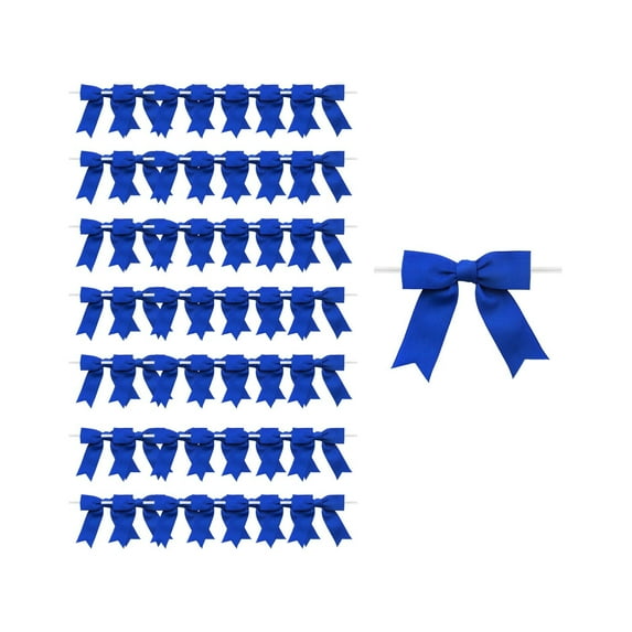 Mecorevxz 50Pcs Mini Ribbon Bow 2.3cm Mini Handmade Bow DIY Ribbon Flower Bows for Valentines Day,Craft DIY Sewing Wedding Birthday Party(Blue)