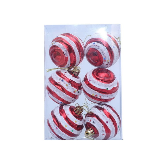Mecorevxz 6 Pcs 2.36" Glittered Shiny Christmas Tree Balls Plastic Colored Balls Shatterproof Hanging Tree Ornaments Plastic Decorative Baubles for Xmas Tree Decor(Red)