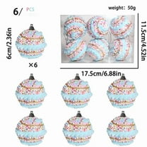 Mecorevxz 6 Pcs 2.36Inch Candy Christmas Ornaments Christmas Tree Ball Ornament Set Macaron Shatterproof Glitter Foam Balls Xmas Tree Hanging Decor for Xmas Decor,Christmas Gifts(C)