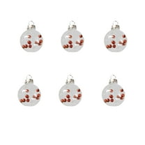 Mecorevxz 6 Pcs Christmas Clear Ornaments Fillable Flat Ball 4cm for Crafts DIY Ornaments Handmade Fillable Glass Ornament Balls Disc Glass Bulbs for Christmas Tree Party Wedding Home Decor