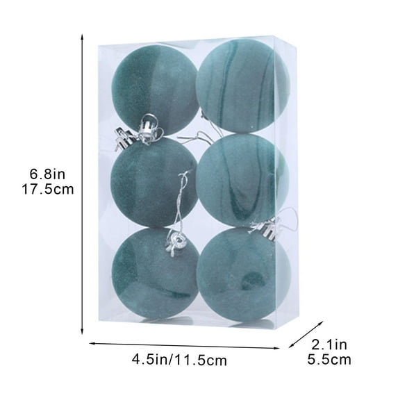 Mecorevxz 6 Pcs Velvet Christmas Balls Flocked Christmas Tree Ornaments Plastic Balls Xmas Decorative Hanging Ornaments Christmas Tree Decoration 2.36”(E)