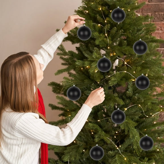 Mecorevxz 6Pcs Black Christmas Balls Ornaments,2.36Inch Christmas Tree Pendants for Christmas Tree Decorations