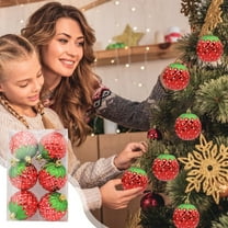 Mecorevxz 6Pcs Christmas Ball Decorations Shatterproof Christmas Decoration Set Strawberries Shape Painted for Christmas Tree