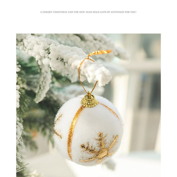 Mecorevxz 6Pcs Christmas Decorations White Flocked Christmas Balls Christmas Tree Pendants for Christmas Decor