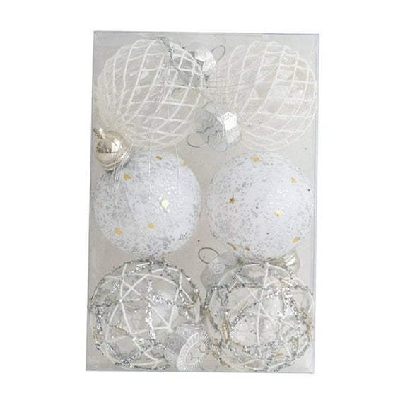 Mecorevxz 6Pcs White Ornaments for Christmas Tree Holiday Xmas Decorations, Shatterproof Plastic 3.15 Balls for Christmas Decorations