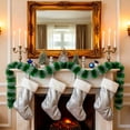 thumbnail image 1 of Mecorevxz 7.5Ft Christmas Wool Striped Garland - Silver Shiny Metallic Twist Decor for Christmas Tree Home Stairs Railing Front Door Mantle Fireplace Indoor Outdoor Holiday Party(Green), 1 of 7