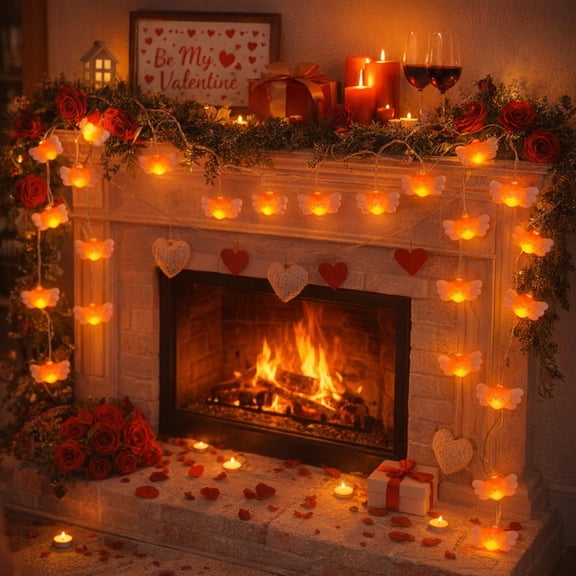 Mecorevxz 9.84Ft 20 Valentines Day Heart-shaped String Lights Valentines Day Birthday Proposal with Romantic Room Decorations Wake Up The Inner Girl Feelings