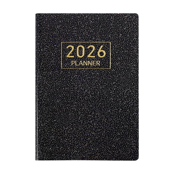 Mecorevxz A7 English Schedule Notepad Portable Small Notepad Colorful Starlight Leather Planner Journal for Office Supplies(Dark Blue)