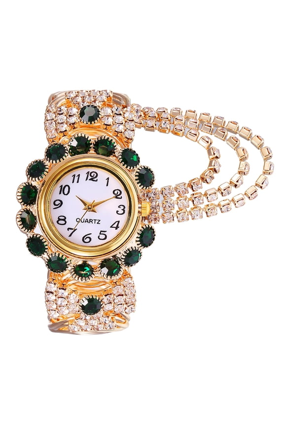 All-match Ladies Temperament Quartz Watch Fashion Chain Alloy Bracelet Watch(Green)
