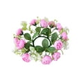 thumbnail image 1 of Mecorevxz Artificial Hydrangea Candle Rings Wreaths 9.8 Inch Center Eucalyptus Leaves Wreaths Small Boho Wreath Pillar Candle Holder for Valentines Day(B), 1 of 7