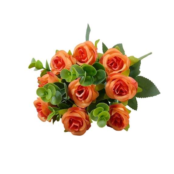 Mecorevxz Artificial Roses Flowers with 10 Heads for Flower Arrangement, Silk Rose Bouquet for Home Decoration, Faux Roses for Valentines Day Parties and Wedding Decoration (Orange)