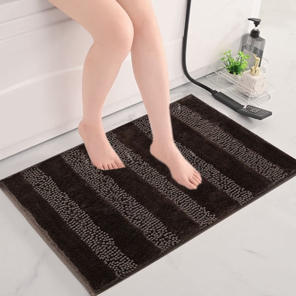 Mecorevxz Bathroom Rugs 16x24Inch,Extra Soft Absorbent Chenille Bath Rugs,Rubber Backing Fast Dry,Machine Washable Bath Mats for Bathroom Floor,Tub and Shower, Home Decor Accessories,Brown