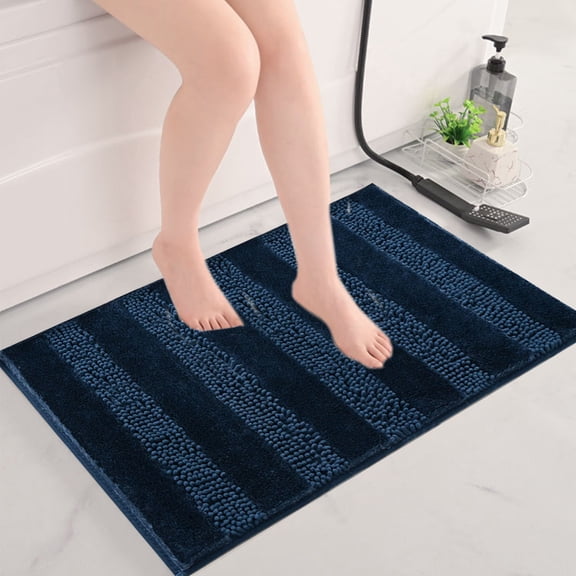 Mecorevxz Bathroom Rugs 16x24Inch,Extra Soft Absorbent Chenille Bath Rugs,Rubber Backing Fast Dry,Machine Washable Bath Mats for Bathroom Floor,Tub and Shower, Home Decor Accessories,Blue