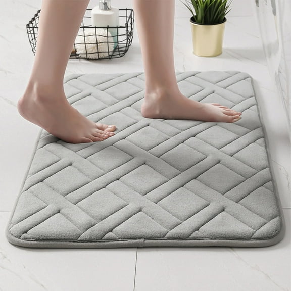Mecorevxz Bathroom Rugs Non Slip Washable, Super Absorbent Thin Bath Mat Small Fast Dry Low Pile Bathroom Rug,16"x24",Gray