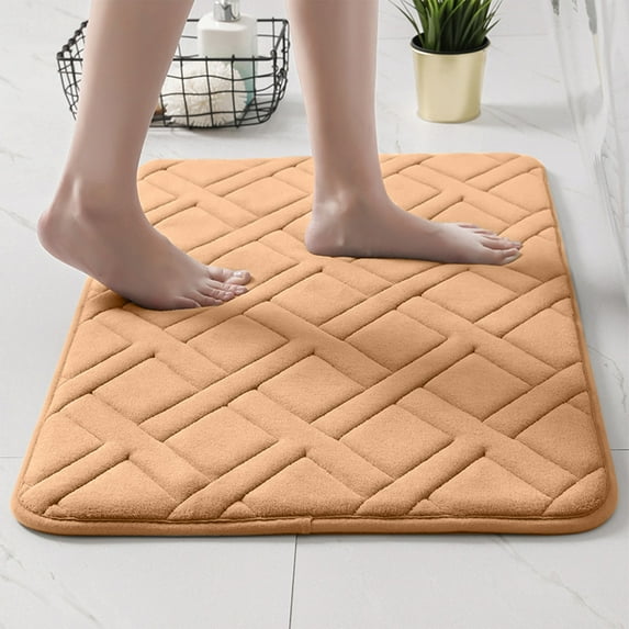 Mecorevxz Bathroom Rugs Non Slip Washable, Super Absorbent Thin Bath Mat Small Fast Dry Low Pile Bathroom Rug,16"x24",Khaki