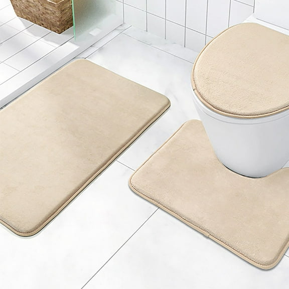 Mecorevxz Bathroom Toilet Cover Bathroom Mats Absorbent Printed Floor Mats Bathroom Toilet 3 Piece Floor Mats Set,Khaki