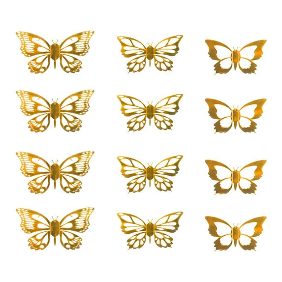Mecorevxz Butterflies Wall Stickers - 12 Pcs Gold Butterflies Decorations Suitable for Valentines Day and Party Celebrations Removable Stickers(C)
