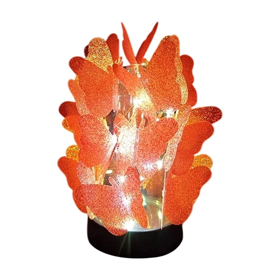 Mecorevxz Butterfly ambiance Lamp, Bedside Decorative Small Table lamp, DIY Butterfly Lamp, Battery Powered Night Light, Gift for Valentines Day(Red)