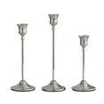 thumbnail image 1 of Mecorevxz Candlestick Holders Set of 3 – Taper Candle Holders in 3 Sizes, Elegant Vintage-Modern Brass/Aluminum Candle Stick Holders for Home Decor, Wedding, Valentines Day Decorations(Silver), 1 of 6