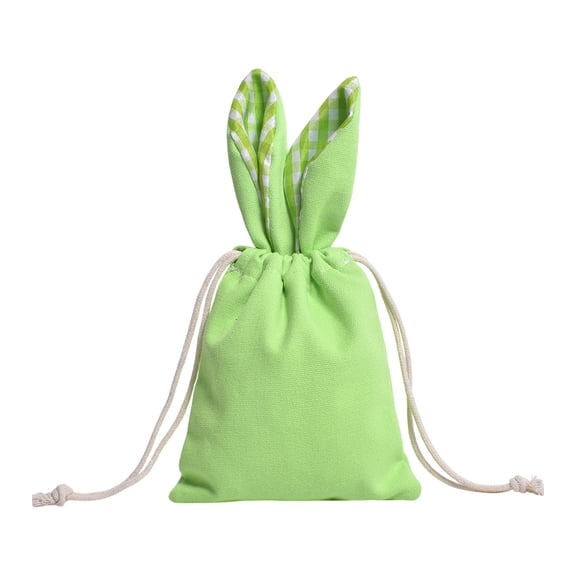 Mecorevxz Canvas Easter Bag Border Rabbits Ears Easter Tote Basket Suitable for Easter Eggs,Easter Decorations(Green)