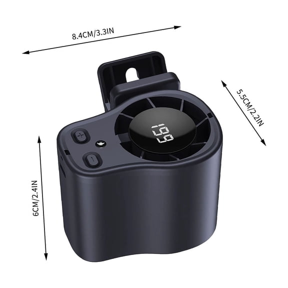 Mecorevxz Car Clip on Fan Air Conditioner with LED Display - 360° Rotation Stroller Mini Clip Fan Portable Personal Clip-On Air Conditioner for Shirt Silent Rechargeable Exhaust for Kitchen (Black)