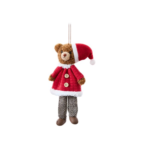 Mecorevxz Christmas Cartoon Flannel Decorative Hanging Bear Ornaments Suitable for Xmas Tree Pendant Decorations(18x8cm,Brown)