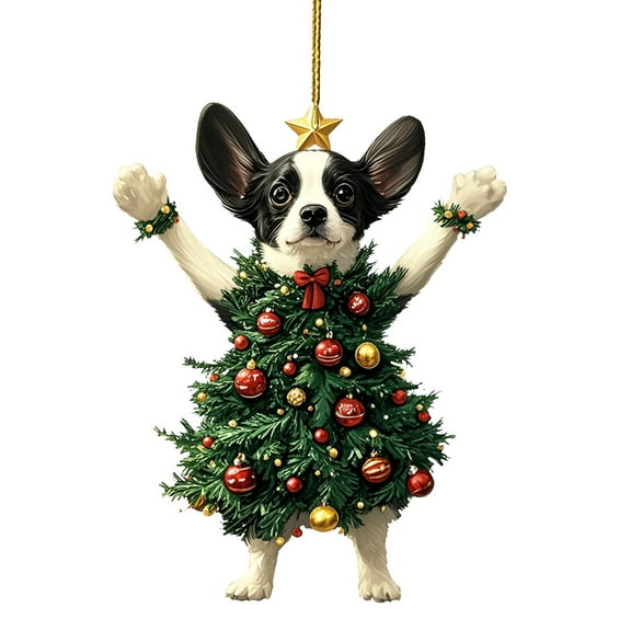 Mecorevxz Christmas Decorations 3.15Inch Christmas Cute Pet Print Acrylic Hanging Ornaments for Christmas Tree Decor,Christmas Gifts