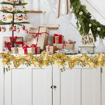 Mecorevxz Christmas Decorations 6Ft Christmas Christmas Floral Garland Holiday Decoration for Mantel Doorway and Staircase Indoor Outdoor Christmas Decor(Gold)