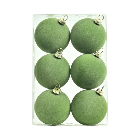 Mecorevxz Christmas Decorations 6Pcs Velvet Christmas Balls Ornaments 2.36Inch for Christmas Tree Decor,Christmas Decor(Green)