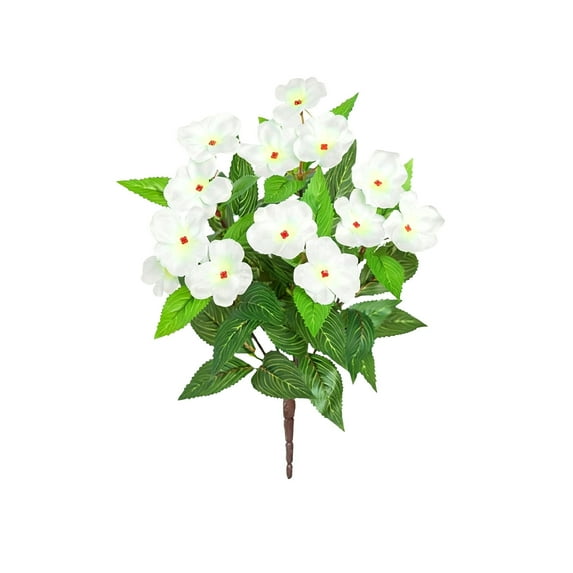 Mecorevxz Christmas Decorations Artificial Azalea 5 Headed Impatiens Flowers Suitable for Valentines Day(White)