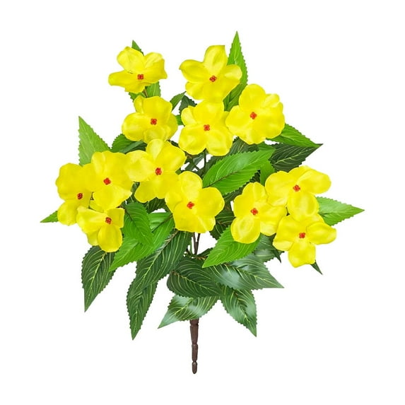 Mecorevxz Christmas Decorations Artificial Azalea 5 Headed Impatiens Flowers Suitable for Valentines Day(Yellow)