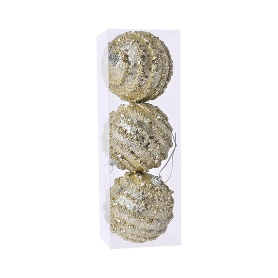 Mecorevxz Christmas Decorations Champagne-colored Sparkling Sequin Christmas Ball for Christmas Tree Decoration