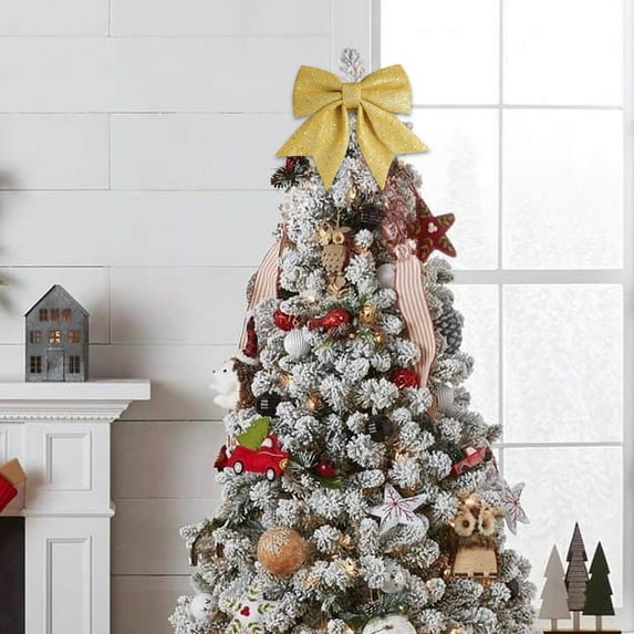 Mecorevxz Christmas Decorations Christmas Pearl Cottons Gold Powder Bow Suitable for Indoor Christmas tree Decorations