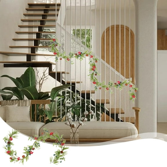 Mecorevxz Christmas Decorations Christmas Simulation Red Fruit Cane Pines Needles Pines Cones Garland Wedding Home Kitchen Arrangement Vines Christmas Garland