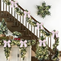 Mecorevxz Christmas Fabric Bow Decorative Velvet Bow with Lace Christmas Tree Decorative Bow for Home Front Door Decorations(Pink)